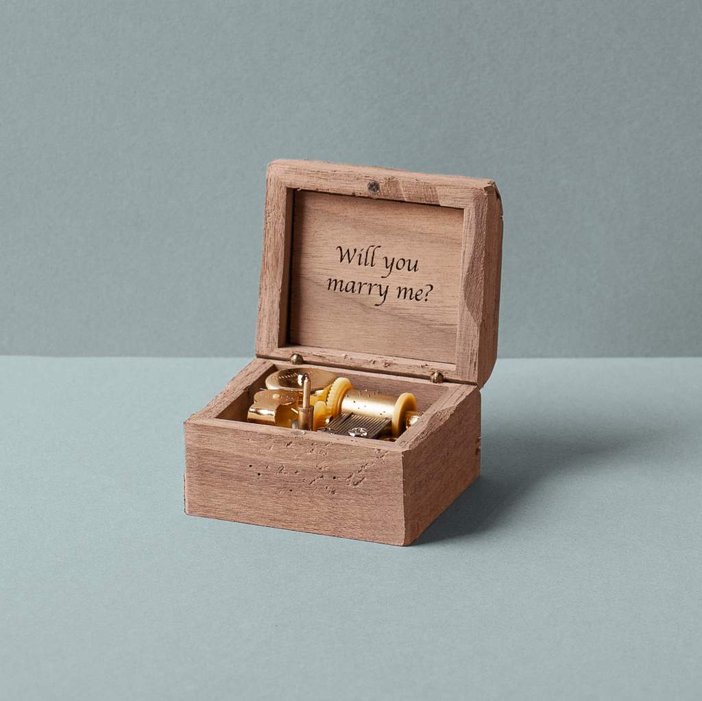 Small antique music box walnut wood
